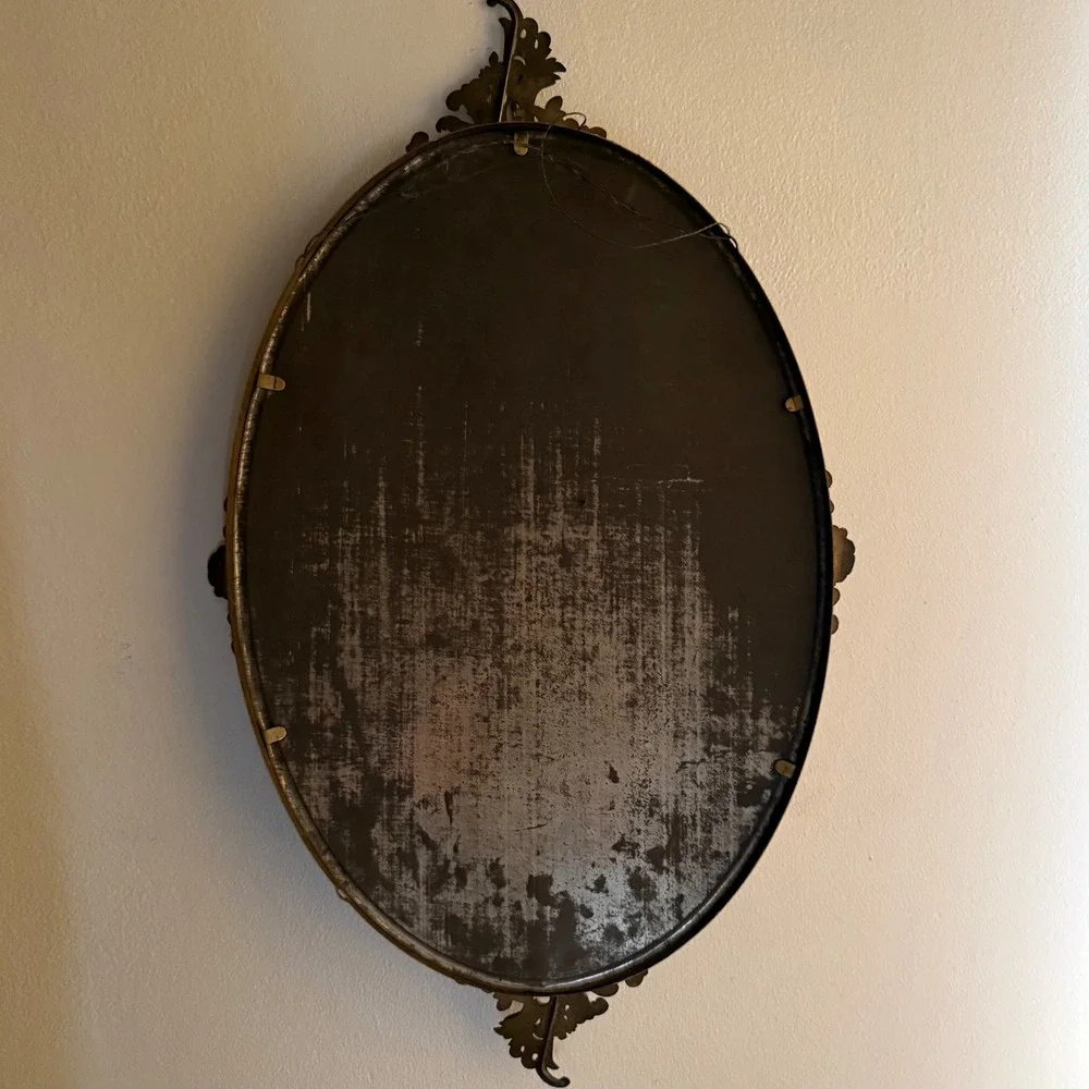 Antique Oval Bubble Glass Ornate Metal Frame Hand Colored Child Portrait Vintage